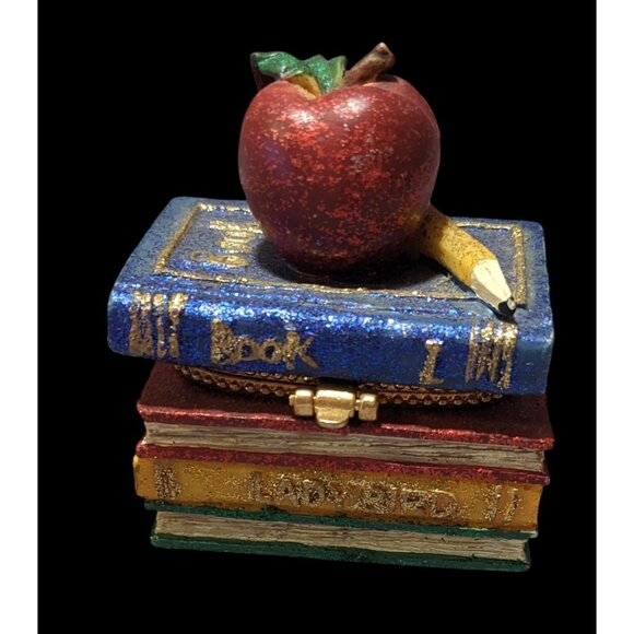 Vintage School Teacher Book Stack Trinket Box - Picture 1 of 6